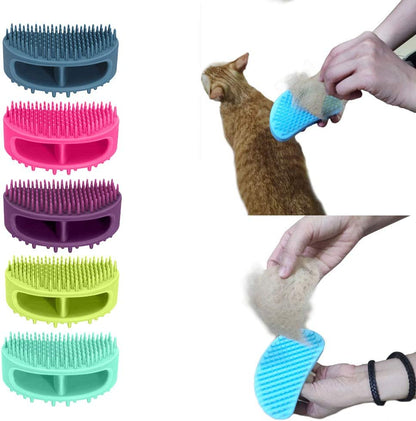 Dog Brush & Cat Brush, Soft Silicone Dog & Cat Grooming Brush, Pet Bath & Massage Brush 