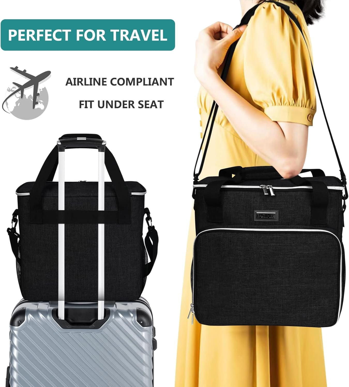 Pet Travel Bag , with 2 Pet Food Containers and 2 Collapsible Silicone Bowls